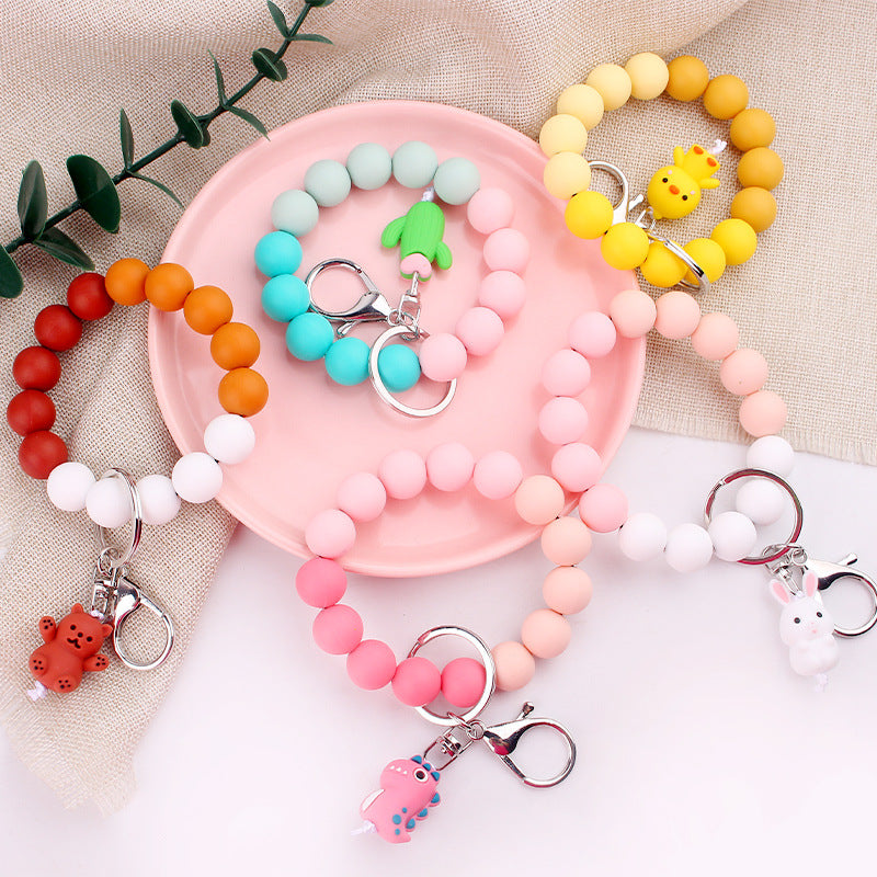 Wholesale 3pcs Cartoon Animal Keychains and Beaded Pendants